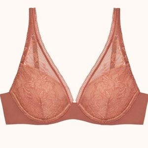 THIRDLOVE graphic lace plunge bra in clay size 32G